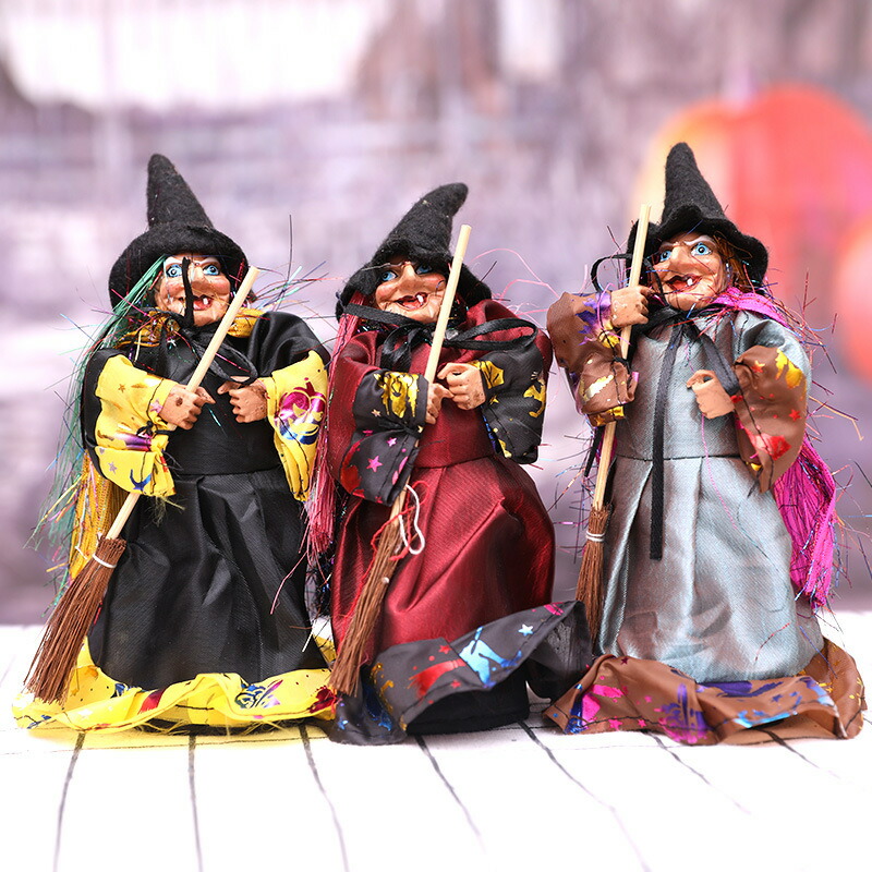 楽天市場】魔女人形 ハロウィン飾り ぬいぐるみ 置物 ほうき 巫女さん