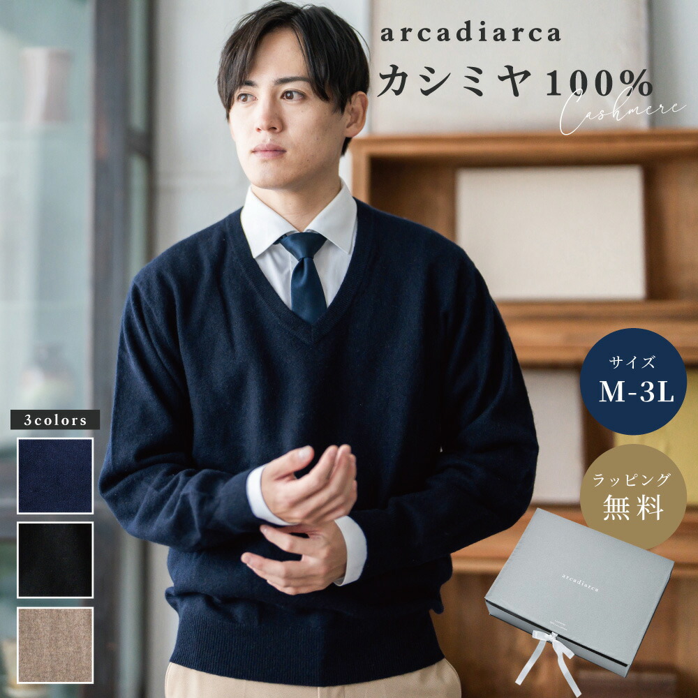 楽天市場】カシミヤ 100％ セーター メンズ Vネック M L LL 3L