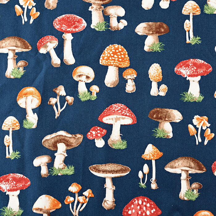 楽天市場】キノコ柄 オックス 50cm単位｜切売り 切り売り 生地 布 布地