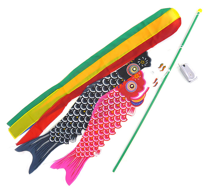 楽天市場】【鯉のぼり】【D054】ミニ鯉のぼり1m 吹流し付 黒・赤2色