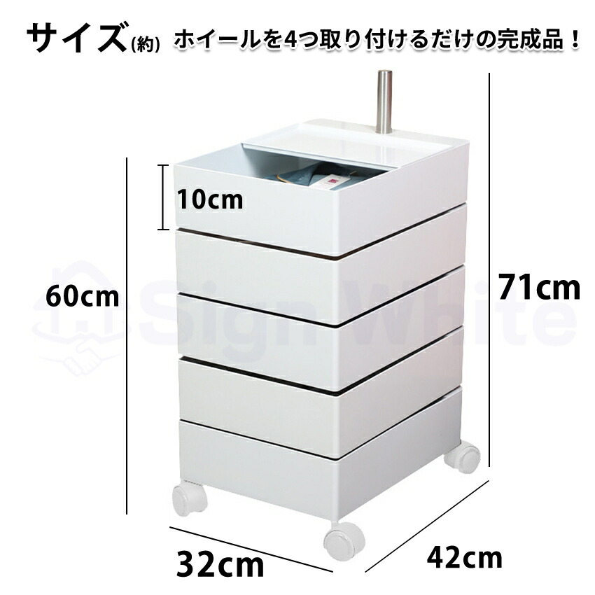 楽天市場】【楽天1位！3冠達成】 ワゴン キャスター付き 5段 カラー