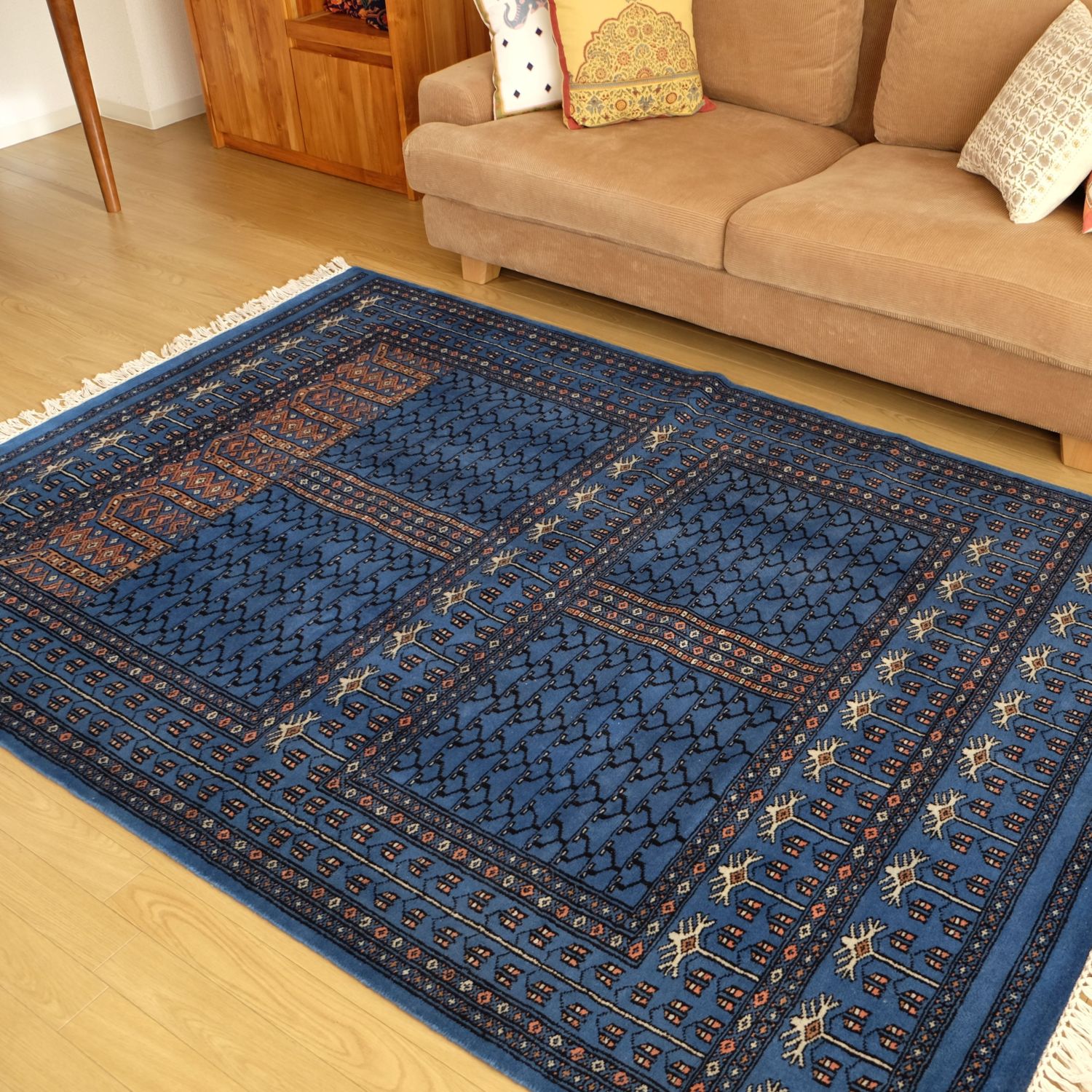 ヴィンテージラグ インド 手織り絨毯 ハンドメイド ウール コットン