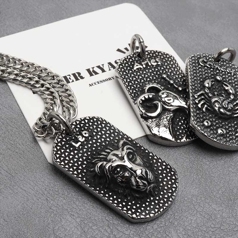 楽天市場】ステンレス製 12星座ネックレス ブラック シルバー ダブル