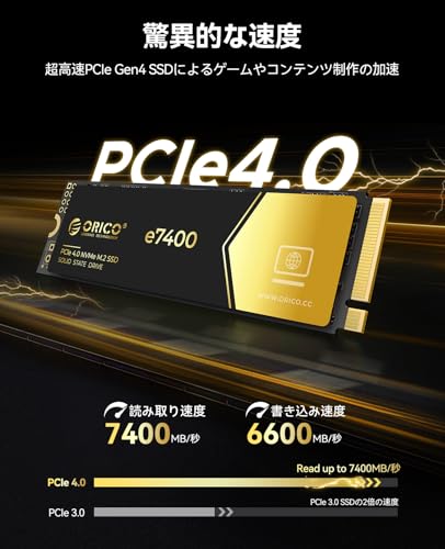 楽天市場】ORICO E7400 1TB 内蔵SSD - PCIe Gen4x4 M.2 NVMe 2280 読取