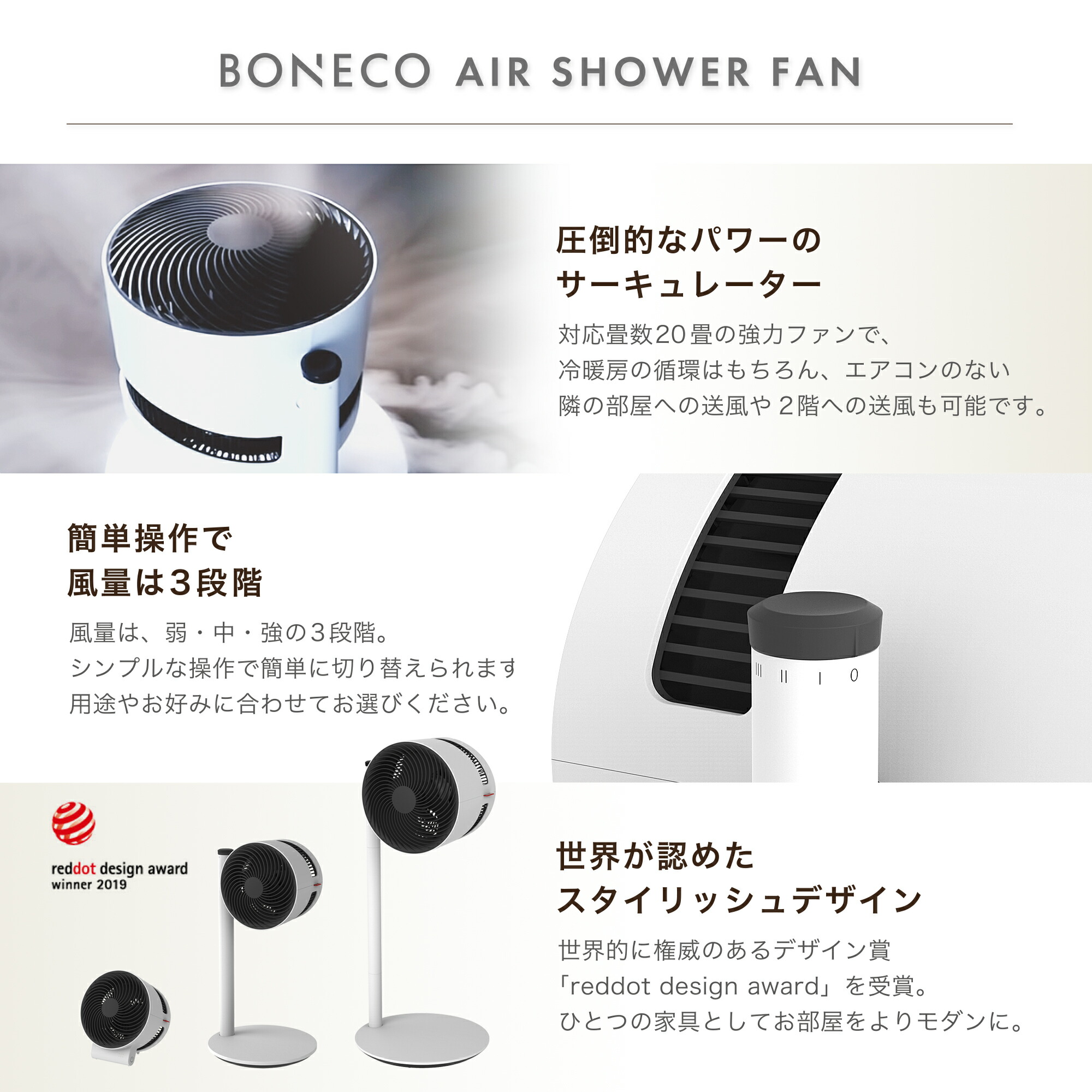 楽天市場】BONECO AIR SHOWER FAN サーキュレーター F120 | 扇風機
