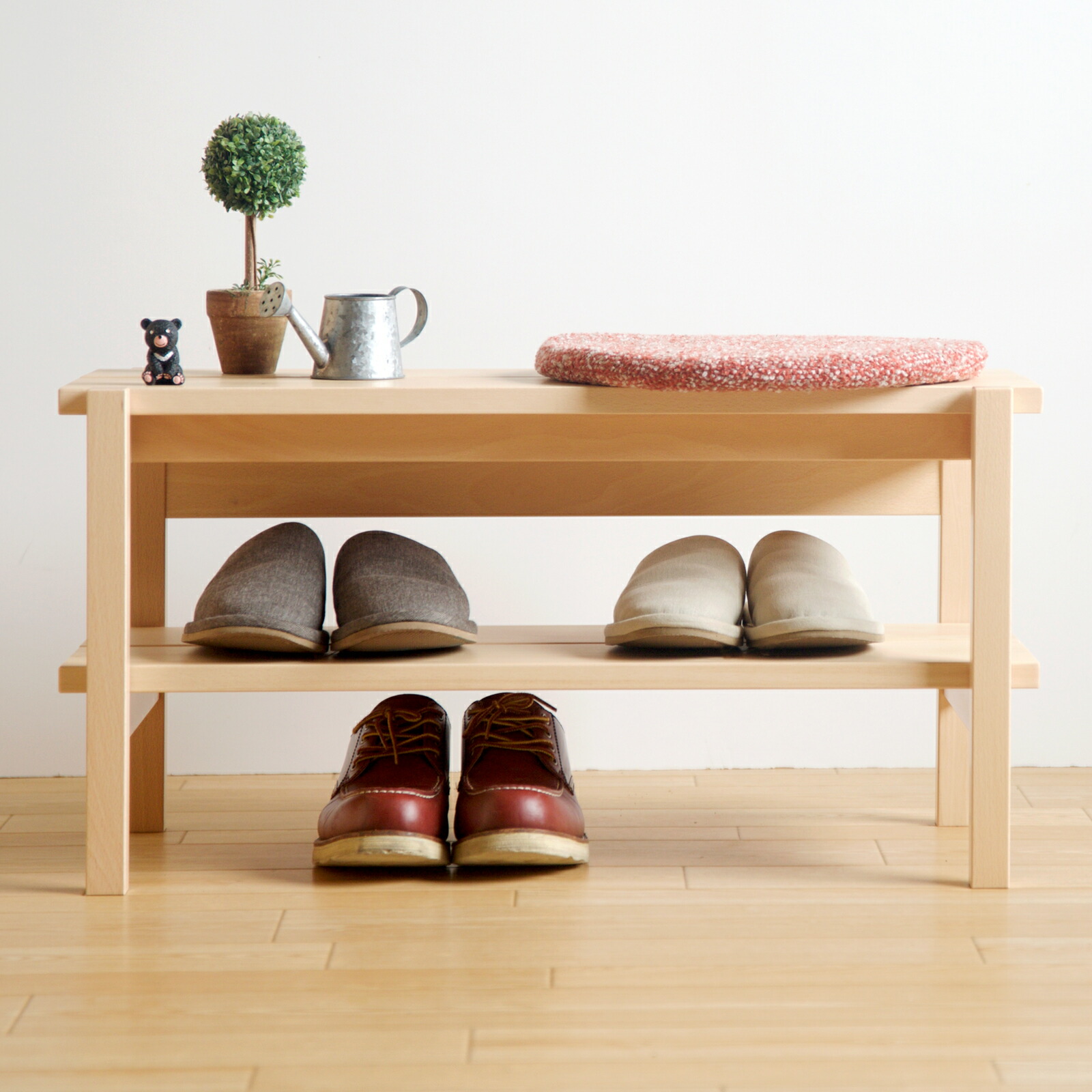楽天市場】日本製 「木製ベンチ シェルフ」 玄関 収納 ラック シューズ
