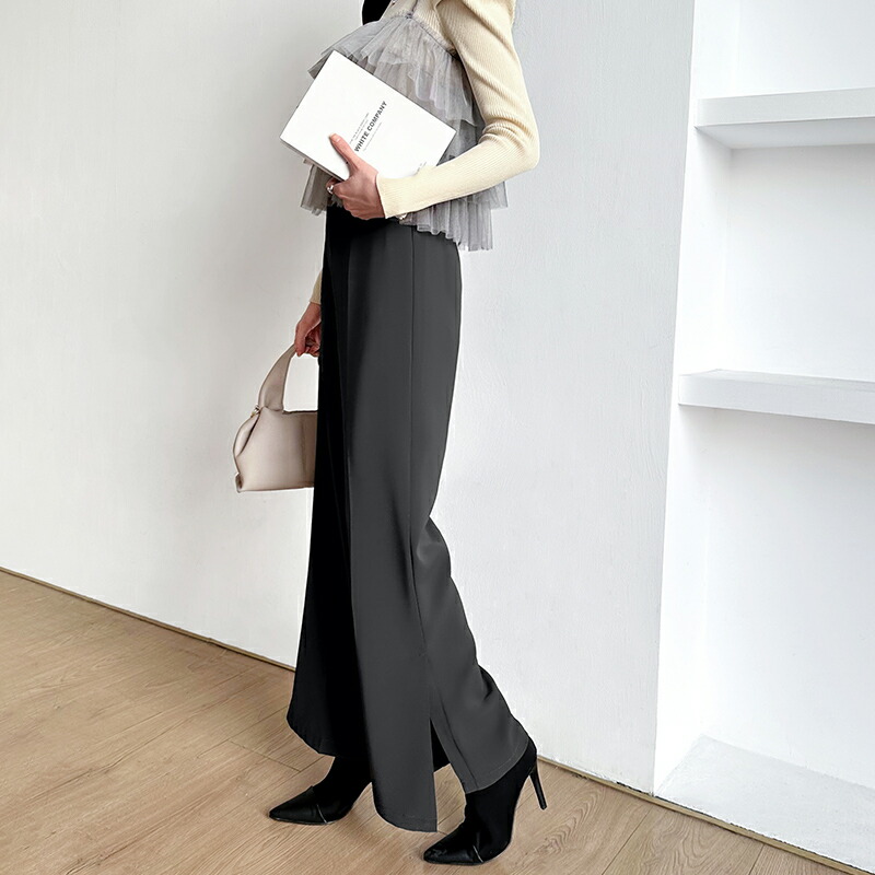 楽天市場】【3/7！クーポンで3,190円】 フレアパンツ スリット入り