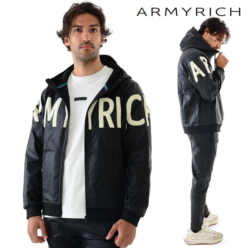 楽天市場】ARMYRICH サガラ刺繍PUレザーフルジップパーカー