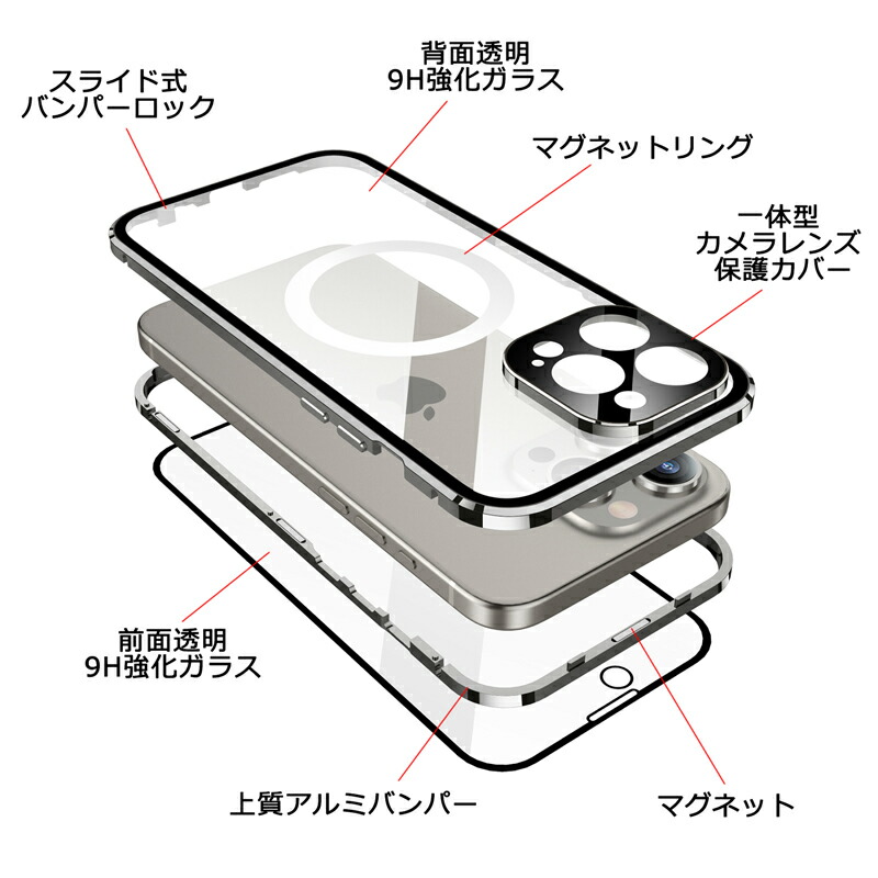 楽天市場】【両面ガラス バンパーロック Magsafe対応】 iPhone15