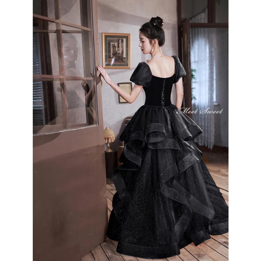 楽天市場】カラードレス ブラック オフショルダー プリンセスドレス