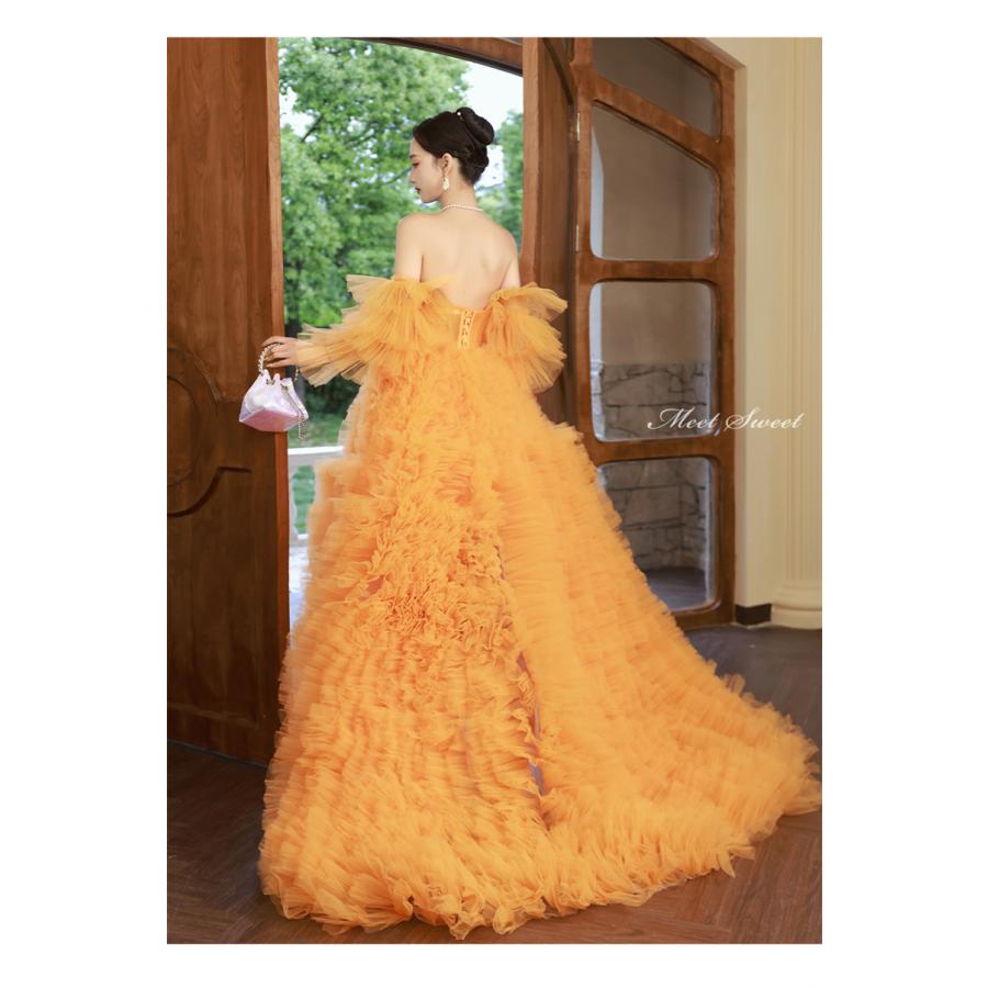 楽天市場】カラードレス ロングドレス プリンセスドレス オレンジ