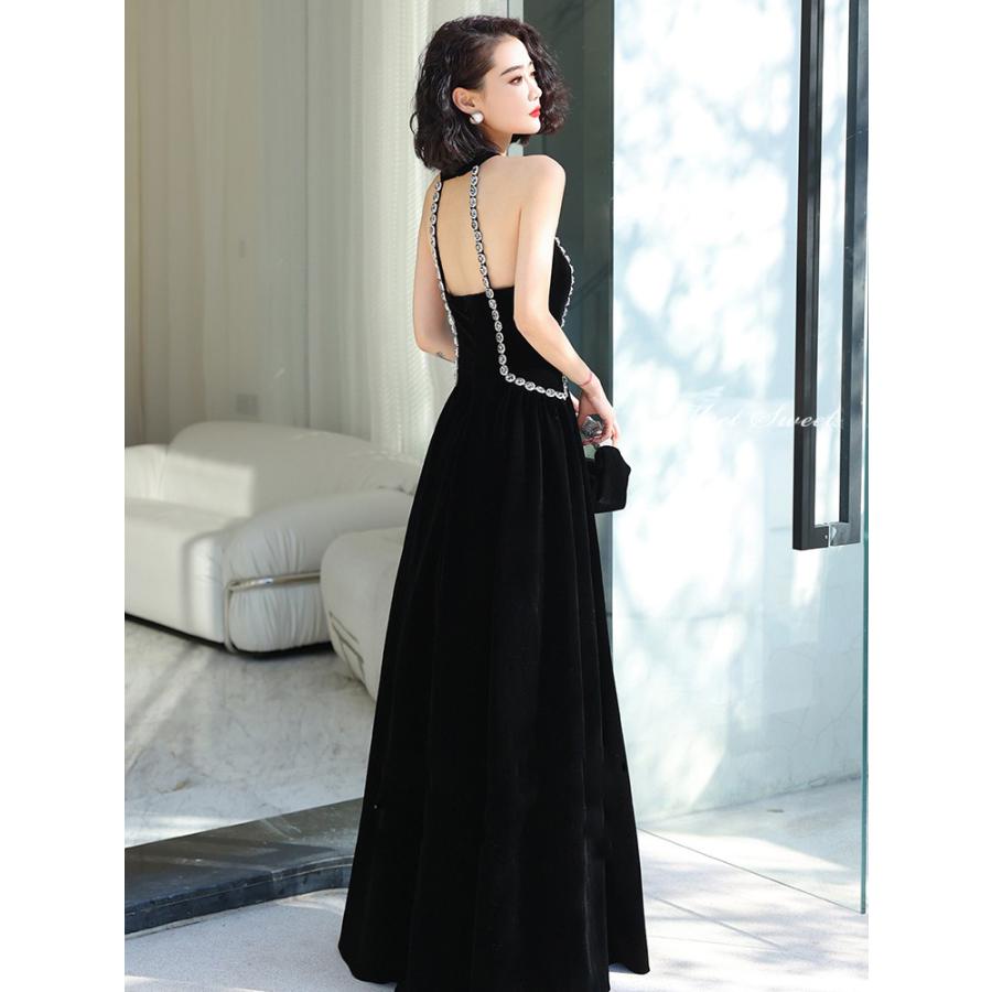 楽天市場】カラードレス ブラック ベルベット ホルターネック