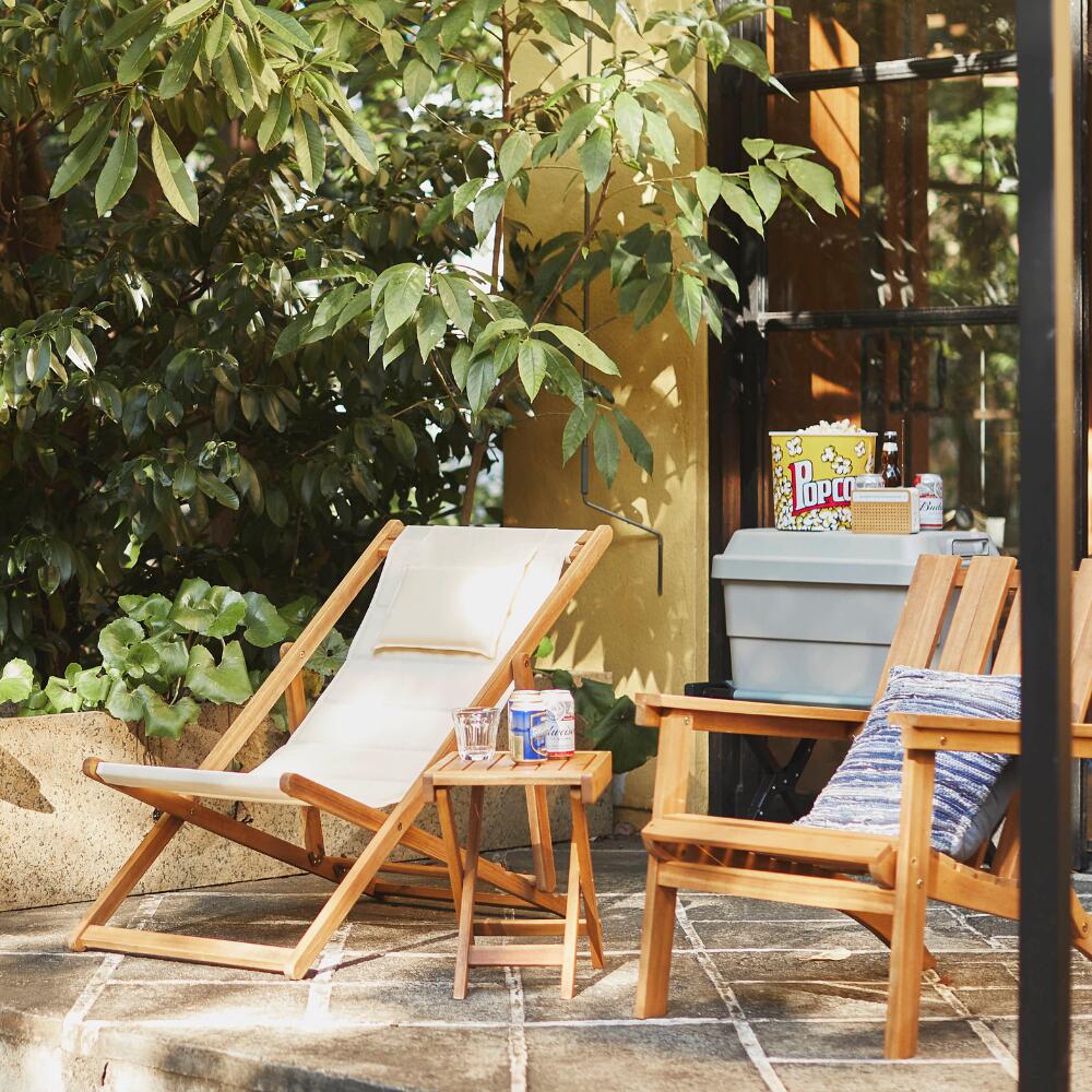 楽天市場】デッキチェア リクライニング ガーデン チェアー 木製