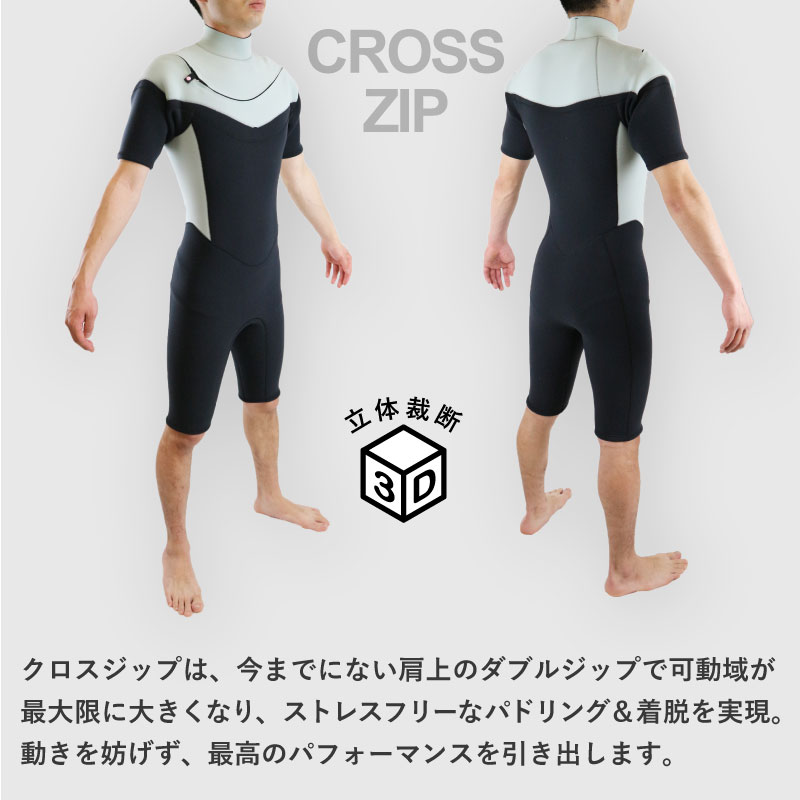 楽天市場】ウェットスーツ スプリング最新モデル クロスジップ 3mm 2mm