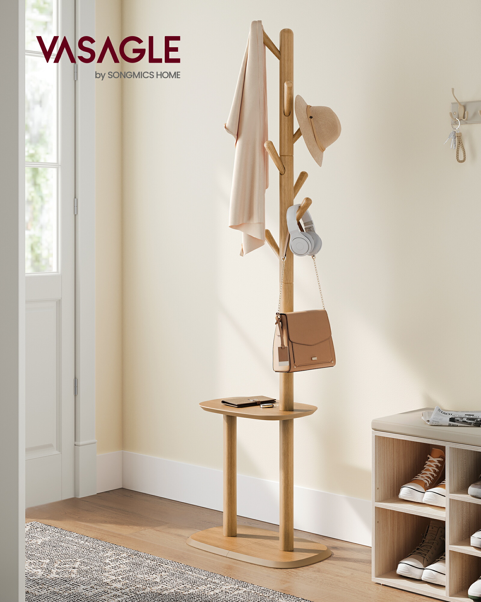 楽天市場】VASAGLE コートハンガー ポールハンガー 帽子掛け 独立型の