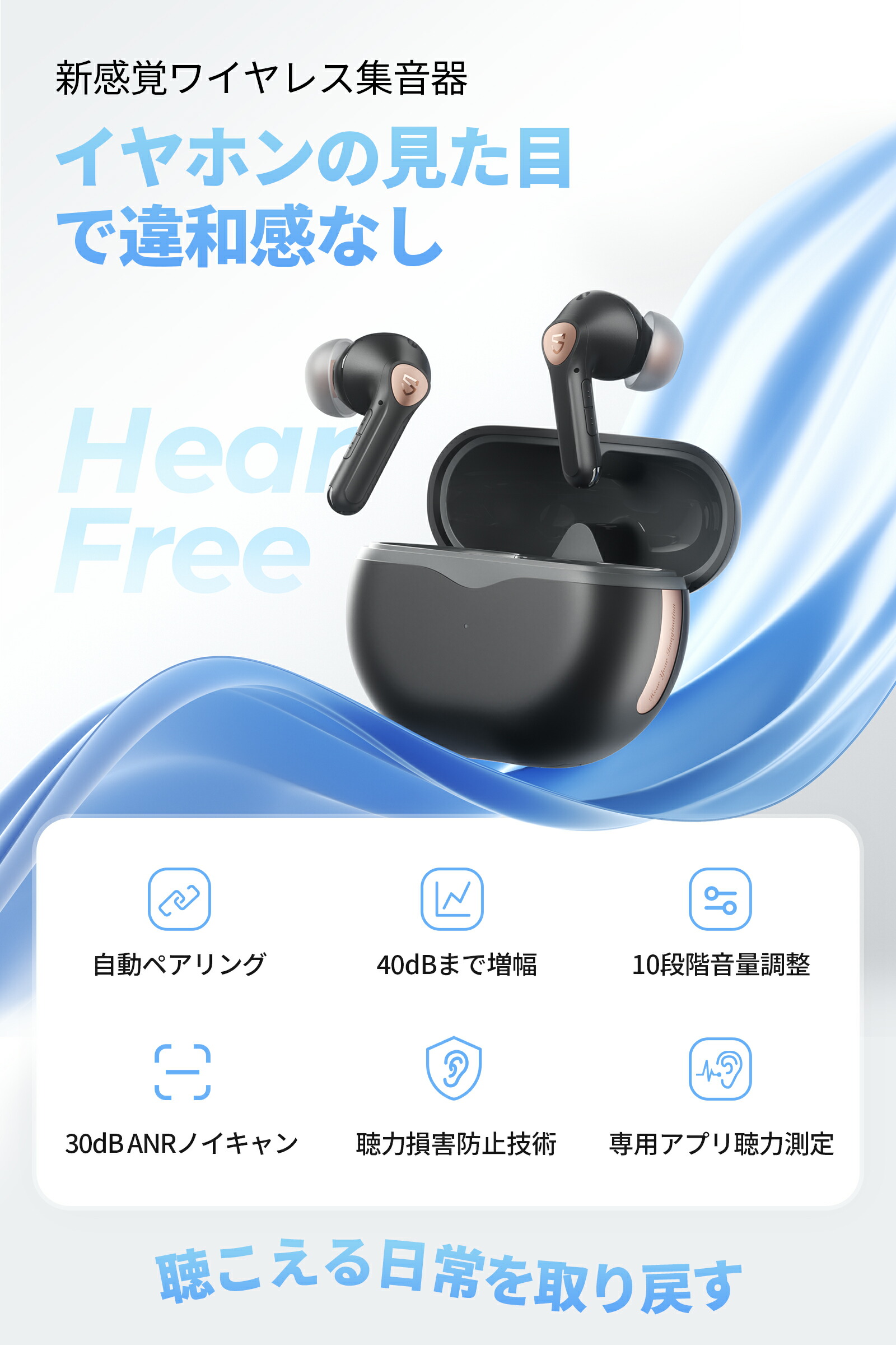 楽天市場】集音器 補聴器 音声拡聴器 SOUNDPEATS HearFree ワイヤレス