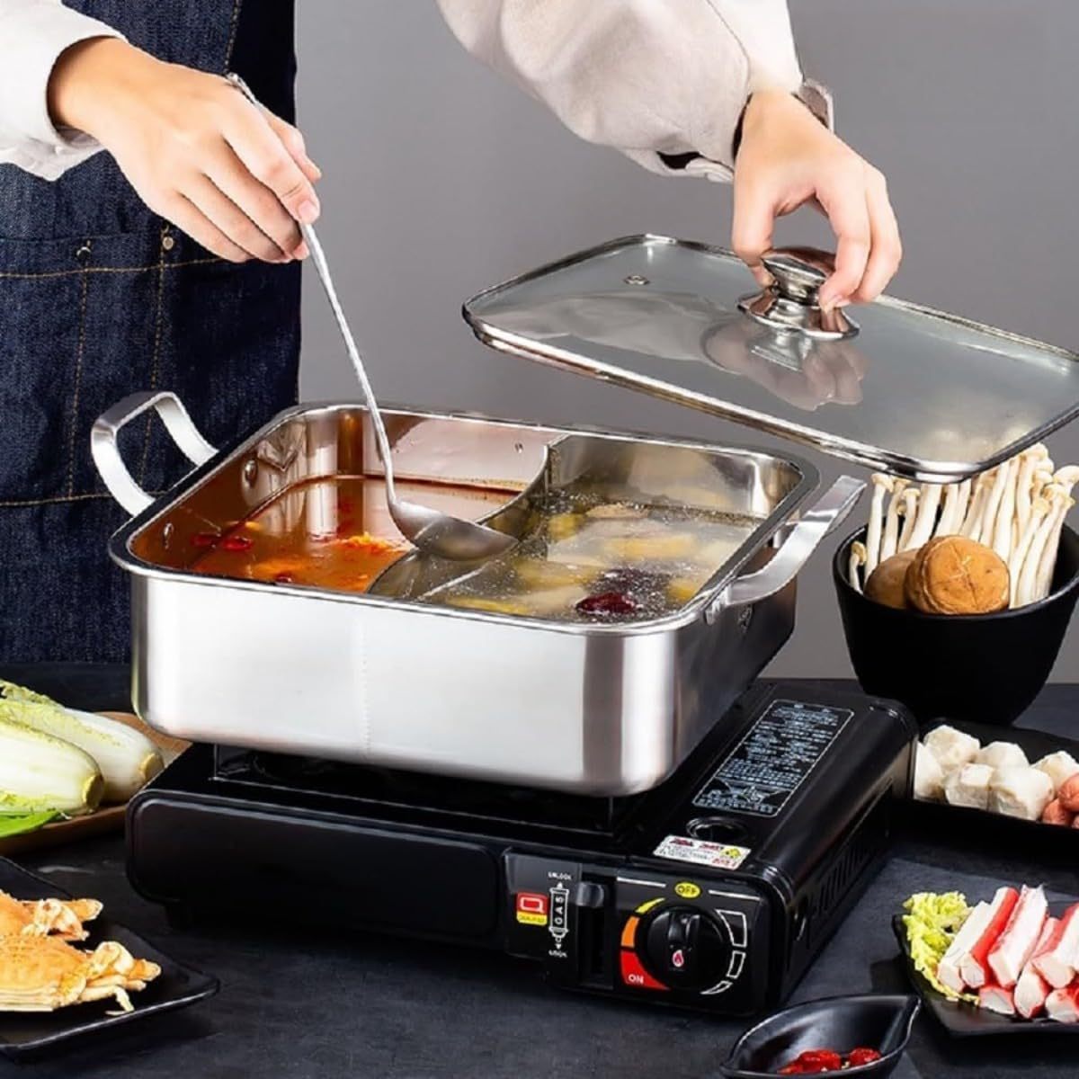 楽天市場】1. おでん鍋 ステンレス 仕切り鍋 2つの味 同時調理 卓上鍋