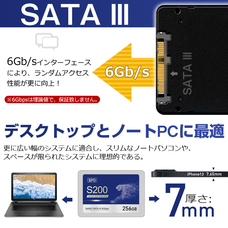 楽天市場】SPD SSD 256GB 3D NAND 長寿命TLC SATAIII R:550MB/s 内蔵