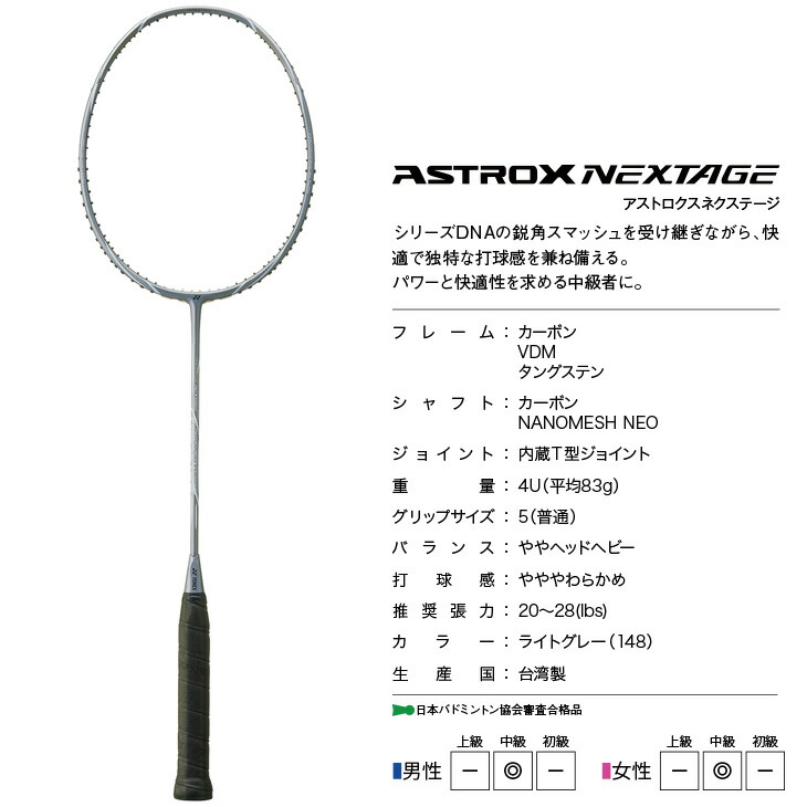 楽天市場】ヨネックス バドミントンラケット アストロクスネクステージ