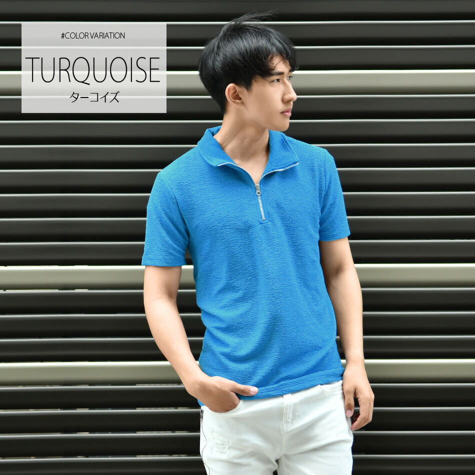 楽天市場】【ポイント10倍】ポロシャツ メンズ 無地 半袖 ZIP 衿