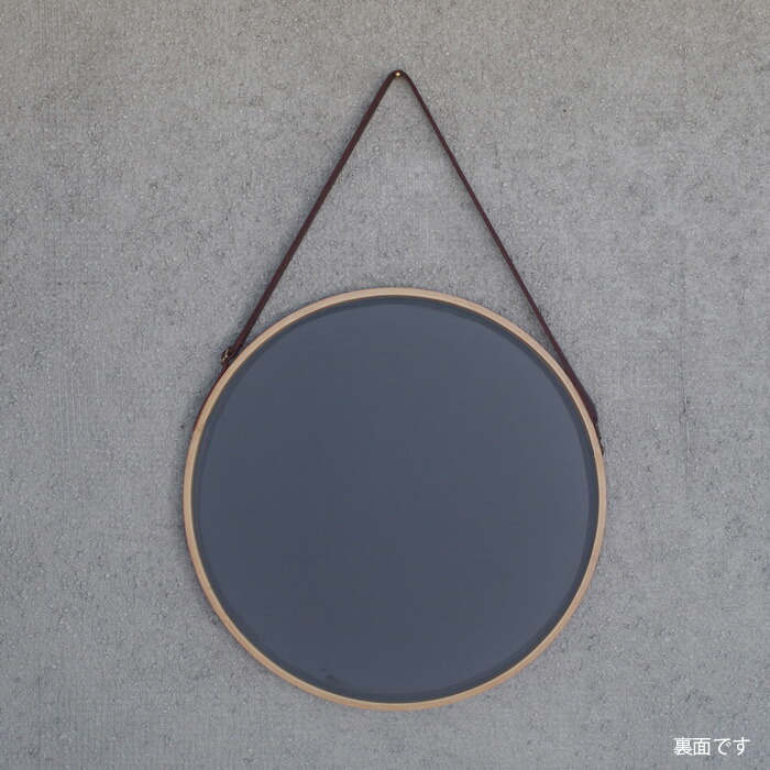 楽天市場】壁掛け鏡 レザー調ストラップ付 デザインミラー 直径35cm