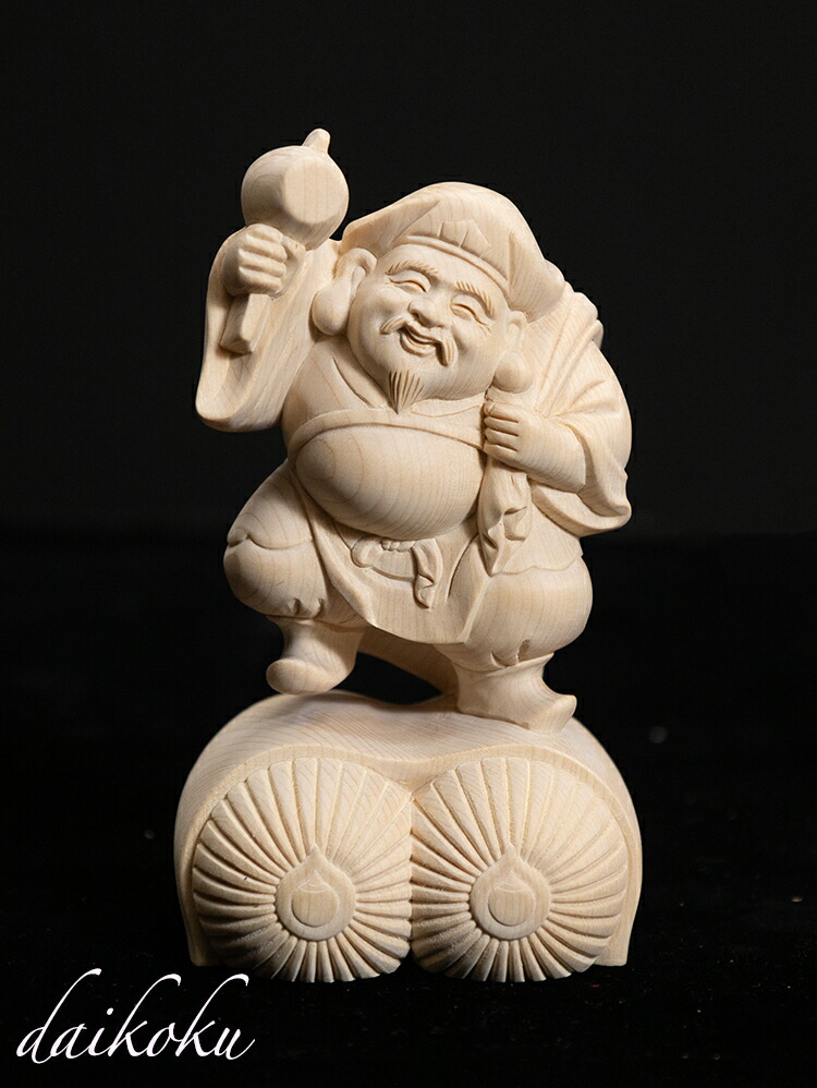 楽天市場】【総高15cm】大黒様 木彫り 置物 仕様：無垢 / 素材：桧