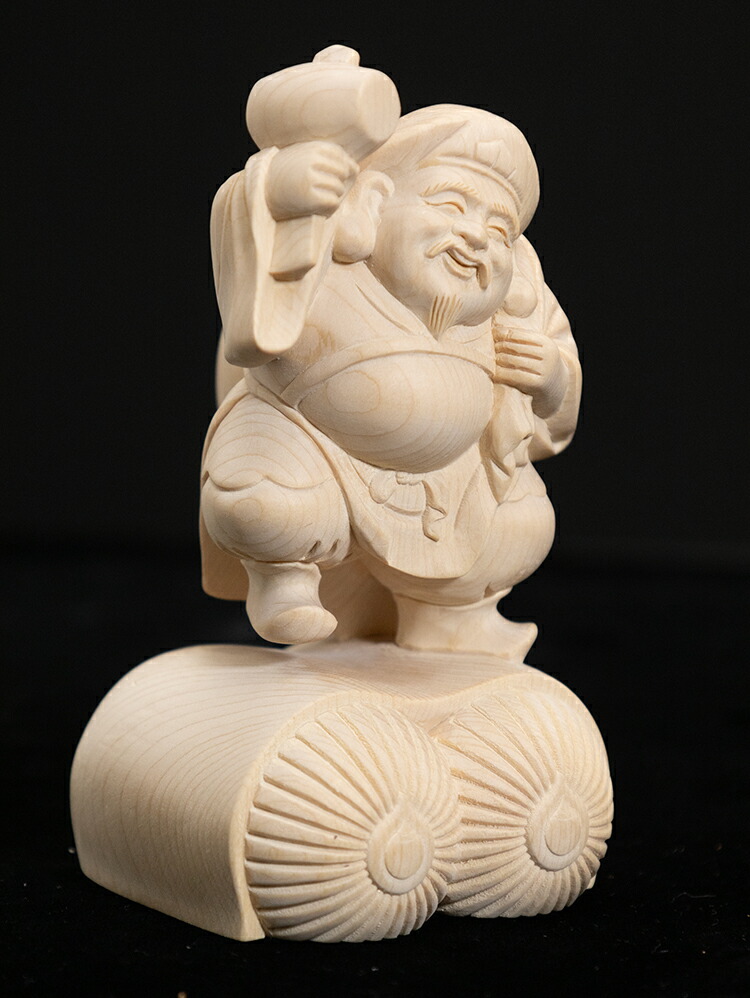 楽天市場】【総高15cm】大黒様 木彫り 置物 仕様：無垢 / 素材：桧