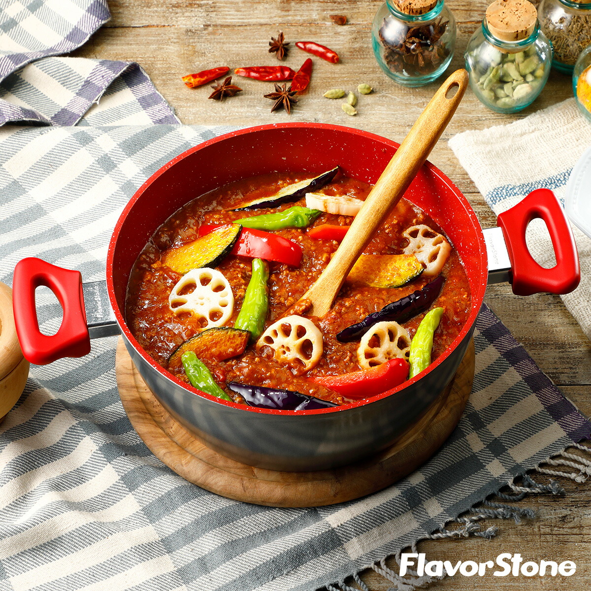 楽天市場】【公式】フレーバーストーン キャセロールパン 24cm レッド