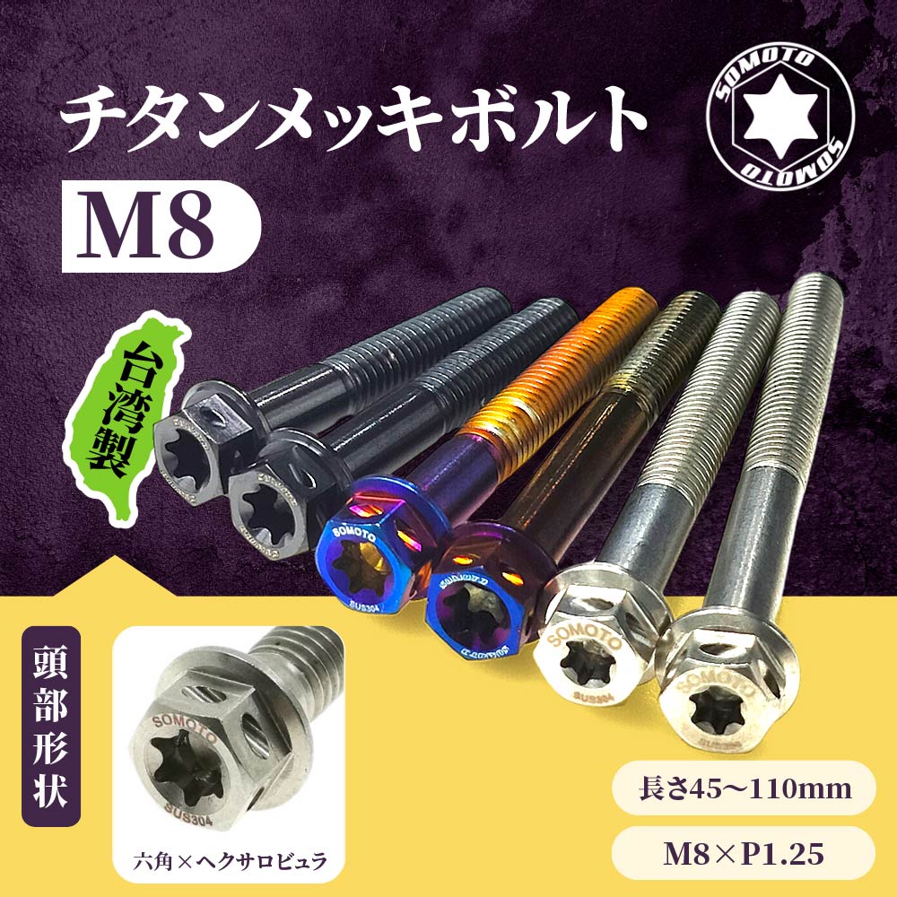 楽天市場】チタンメッキボルト セット M8 45~110mm P1.25 ステンレス
