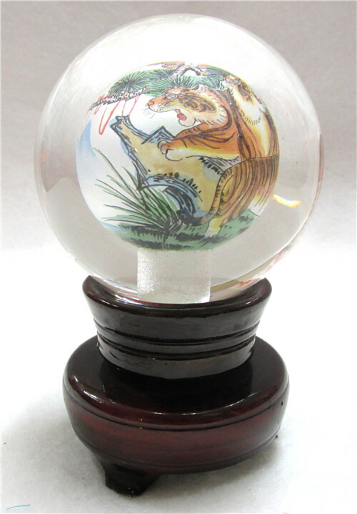 楽天市場】水晶玉内面繪画置物 中国工芸品 インテリア小物 新築 飾り物