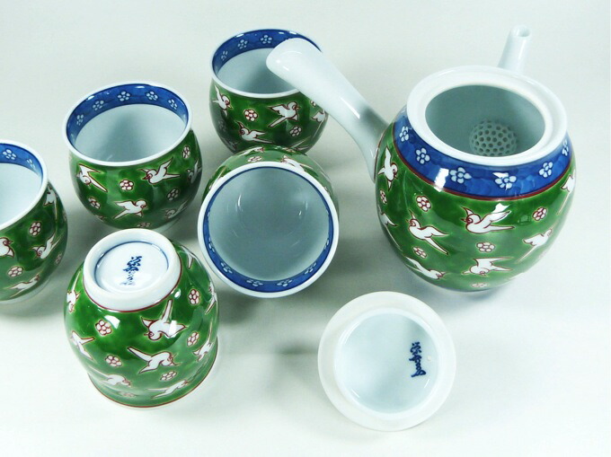 楽天市場】【有田焼】【源右衛門窯】 緑彩梅鳥茶器【源右衛門】【古