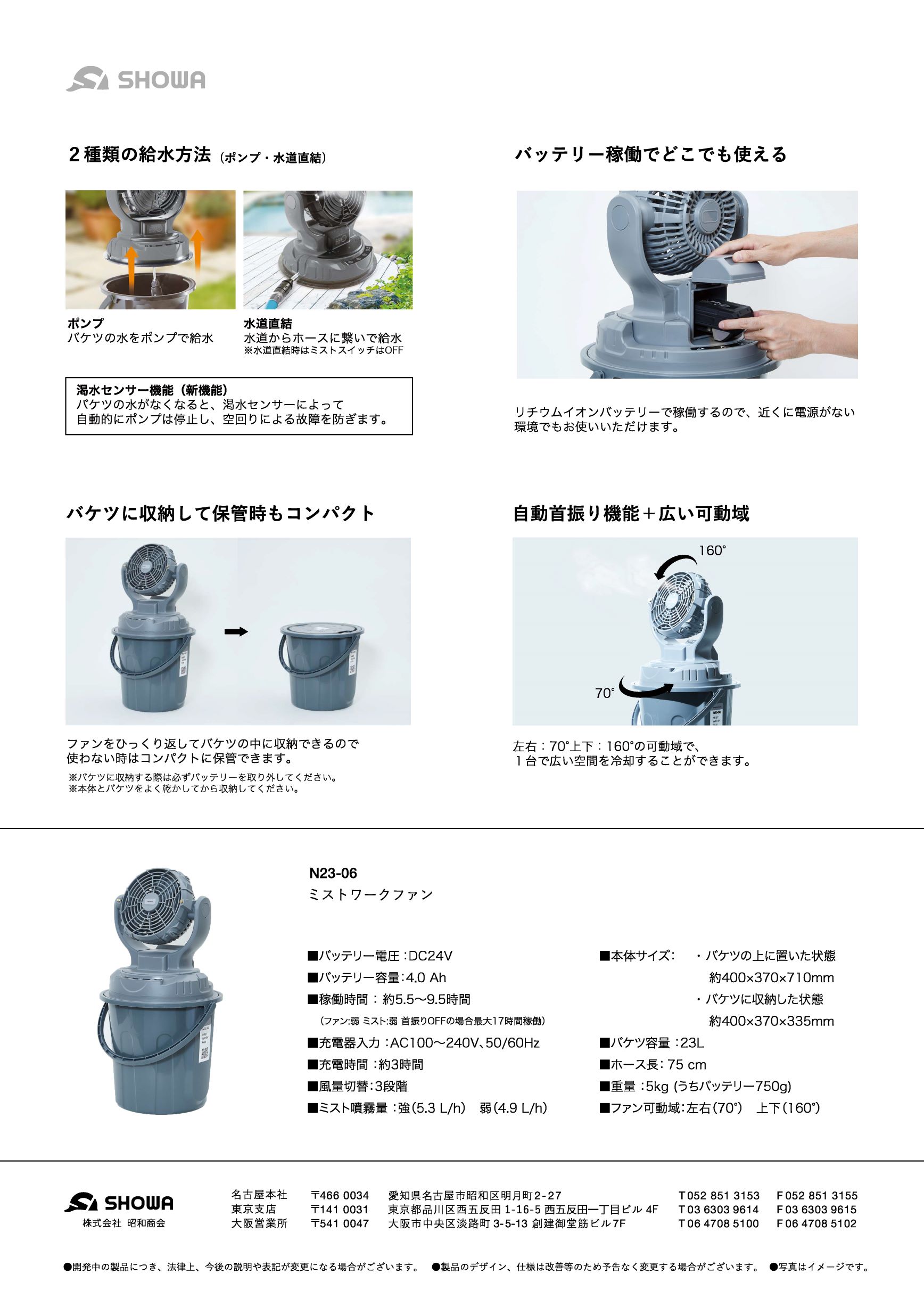 楽天市場】【在庫限り】SHOWA(昭和商会) 充電式 ミストワークファン