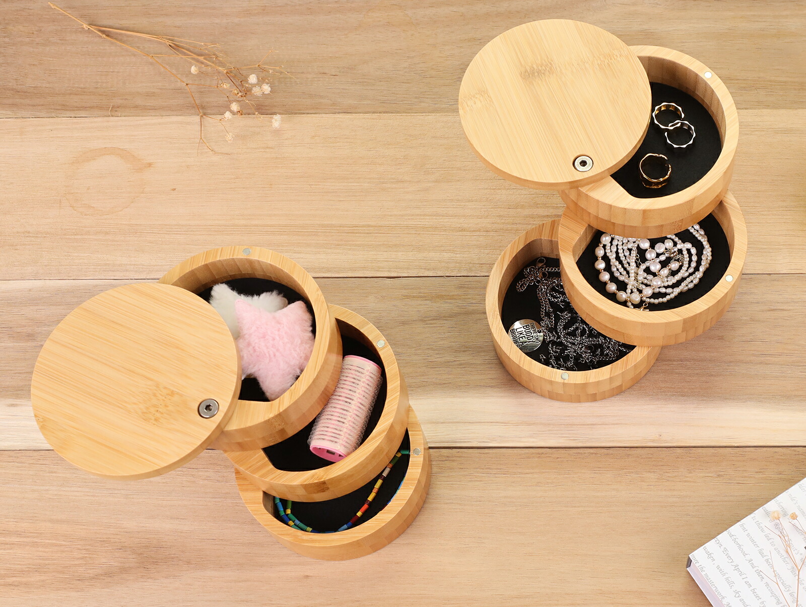 楽天市場】竹美TAKEMI 竹製 アクセサリーケース 木製 3段 蓋付き