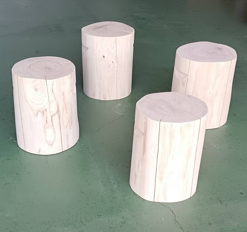 楽天市場】(4脚セット) 特選国産ひのき 丸太椅子 (取手付) 直径約35cm