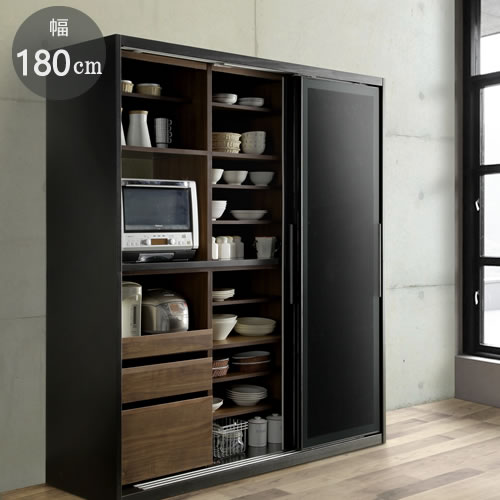 楽天市場】キッチンボード ネロ/180SL-KB【食器棚/家電収納/大容量