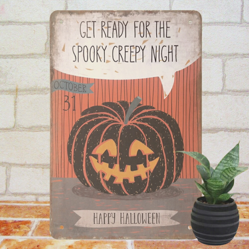 楽天市場】ハロウィン 飾り付け 玄関 ブリキ看板 かぼちゃ 雑貨 グッズ