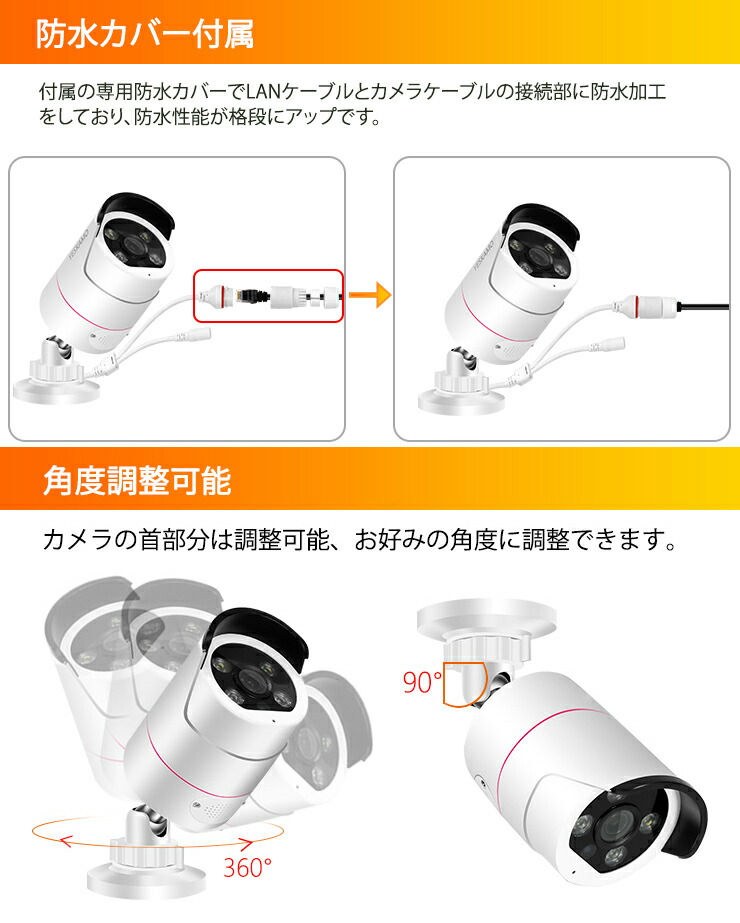 楽天市場】500万画素 防犯カメラ 6台 2TB HDD内蔵 レコーダーセット