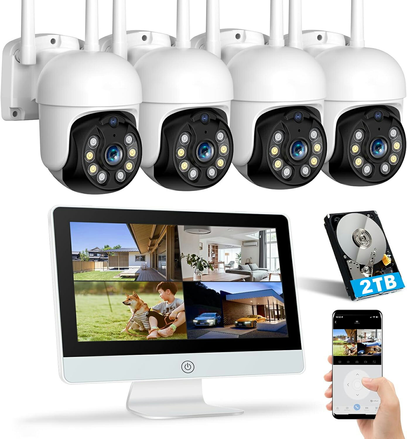 楽天市場】☆限定10%OFFクーポン！☆【4台セット・PTZ360°】防犯カメラ