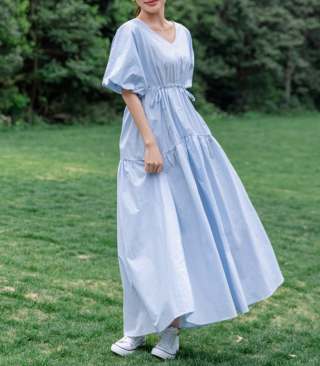 楽天市場】「二の腕も足もふわりカバー」ワンピース フレア 半袖