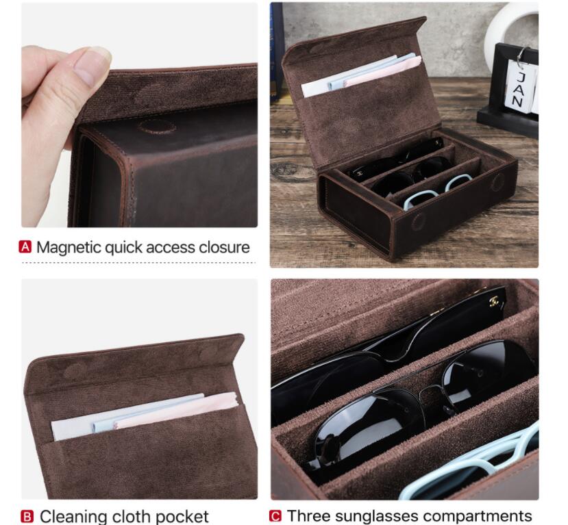 楽天市場】送料無料 メガネケース 3本用眼鏡収納 本革 レディース 眼鏡