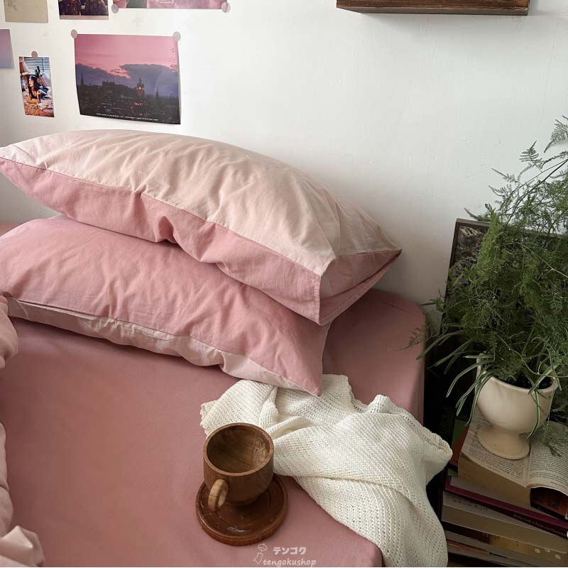 楽天市場】布団カバーセット ピンク 韓国風 無地 コットン100% 姫系