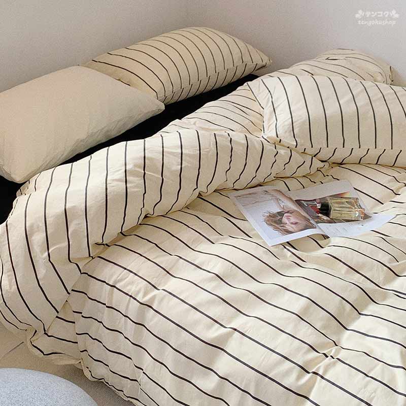 楽天市場】布団カバーセット ストライプ ベージュ 掛ふとんカバー