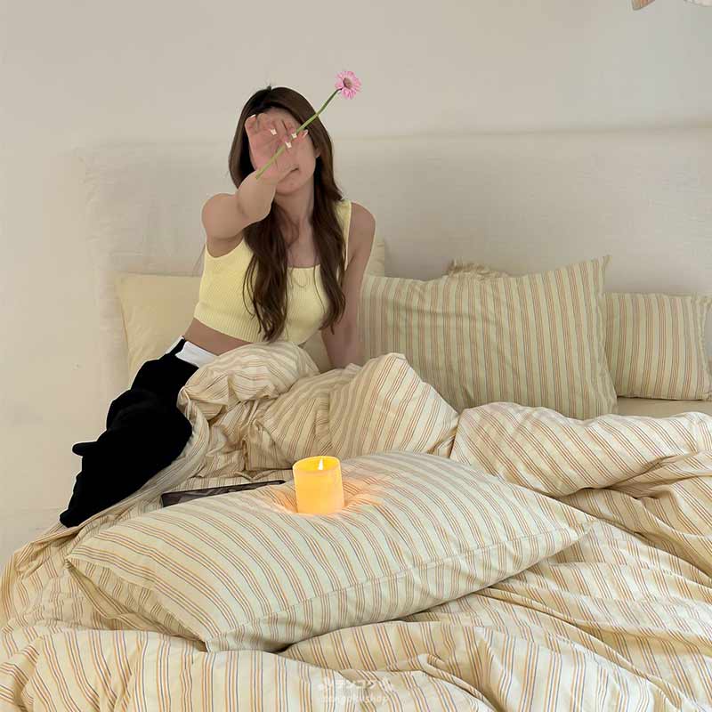 楽天市場】布団カバーセット ストライプ グリーン イエロー 掛ふとん