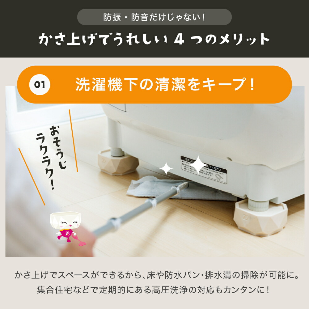 楽天市場】洗濯機かさ上げ台 防振・防音 ゴムマット 洗濯機 かさ上げ
