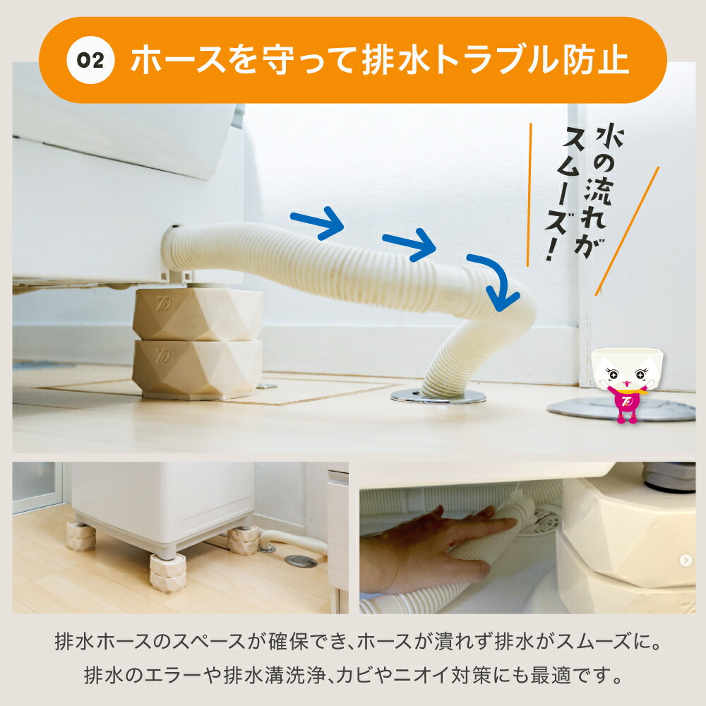 楽天市場】洗濯機かさ上げ台 防振・防音 ゴムマット 洗濯機 かさ上げ