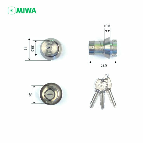 楽天市場】MIWA U9 LA(DA).CY 扉厚83-90mm ST シルバー色 キー3本付 LA