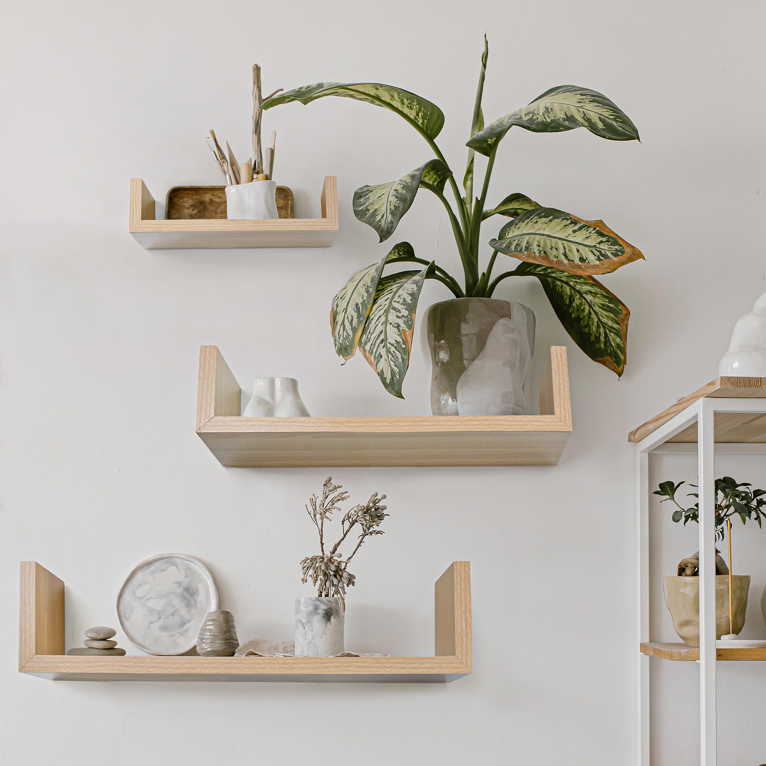 楽天市場】壁掛け棚 3個セット ウォールシェルフ 壁面収納ラック