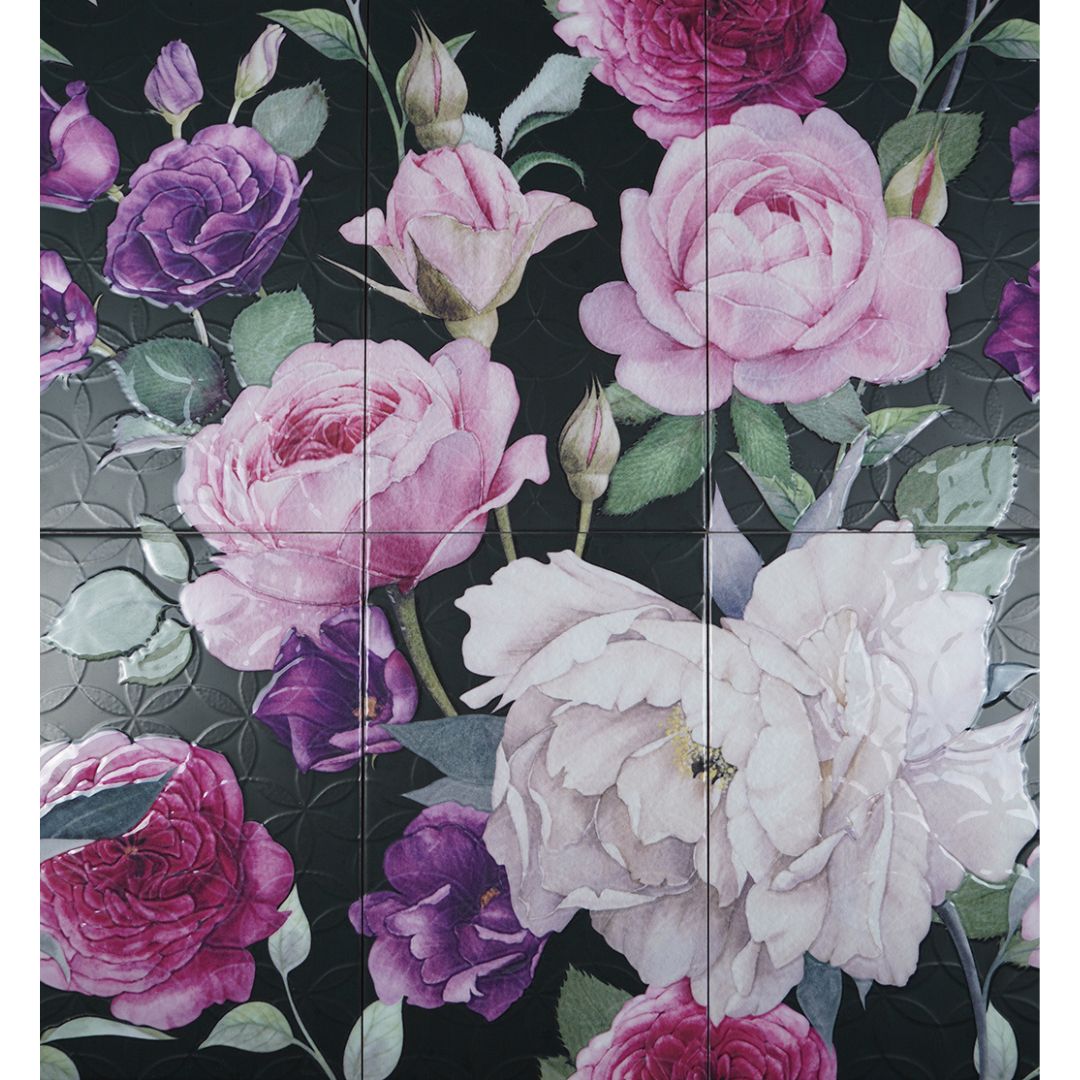 楽天市場】絵タイル ブラックローズ 薔薇 400x250x9ミリ 陶器 タイル