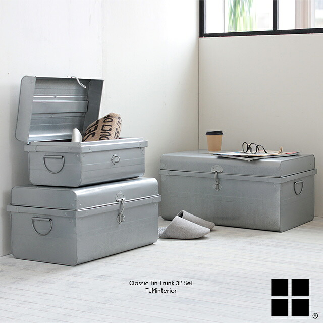 楽天市場】ブリキクラシックトランクボックス 3点セット S/M/L ブリキ