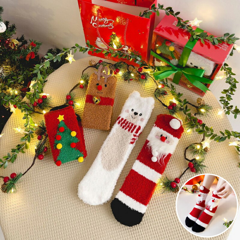 楽天市場】クリスマスソックス レディース コーラルフリース 秋冬 加絨